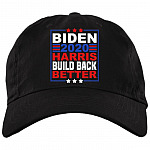 Biden Harris 2020 Build Back Better 2020 Election Democrat Twill Cap - High-Profile Snapback Hat, Black, Brushed Twill Dad Cap