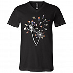 Cute Horror Movies Characters Dandelion Halloween T-Shirt - V Neck, Black, V-Neck T-Shirt