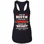 I Love My Bestie with All My Boobs I Would Say Heart Tank Top Tee - Ladies Racerback Tank, Black, Ladies Racerback Tank