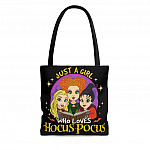 Just A Girl Who Loves Hocus Pocus All Over Print Tote Bag - Cute Halloween Shoulder Bag - Three Witches Tote Bag