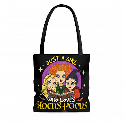 Just A Girl Who Loves Hocus Pocus All Over Print Tote Bag - Cute Halloween Shoulder Bag - Three Witches Tote Bag
