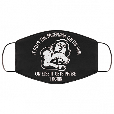 Buffalo Bill It Puts the Facemask on Its Skin or Else Washable Reusable Custom - Printed Cloth Face Mask Cover, Black, Cloth Face Cover