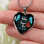 My Dear Wife I Asked God for an Angel and He Sent Me You from Your Husband Heart Pendant Necklace - Heart Luxury Necklace (Silver)