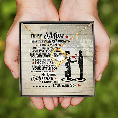 To My Mom I Know It's Not Easy For A Woman To Raise A Man From Son Forever Love Pendant Necklace