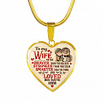 To My Wife You Are Braver Than You Believe And Loved More Than You Know UP Luxury Heart Pendant Necklace - Heart Luxury Necklace (Gold Plated)