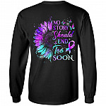 No Story Should End Too Soon Plain Front - Print On Back Hoodie - Sweatshirt - Long Sleeve, Black, Long Sleeve