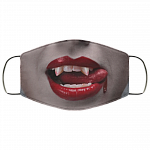 Vampire Mouth Halloween Washable Reusable Custom - Printed Cloth Face Mask Cover, White, Cloth Face Cover