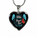 My Dear Wife I Asked God for an Angel and He Sent Me You from Your Husband Heart Pendant Necklace - Heart Luxury Necklace (Silver)