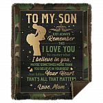 From Mom to My Son Just Always Remember This I Love You Camouflage Fleece - Premium Sherpa Blanket, White, Woven Blanket - 50x60