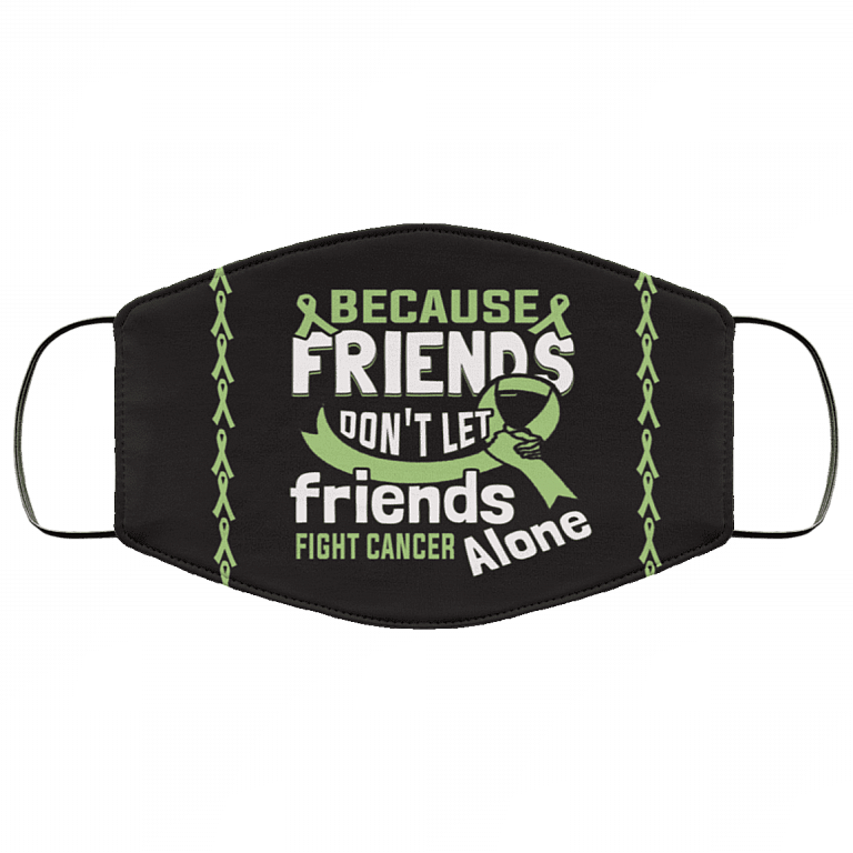 Friends Don't Let Friends Fight Cancer Alone Ribbon Washable Reusable Custom - Printed Cloth Face Mask Cover, White, Cloth Face Cover
