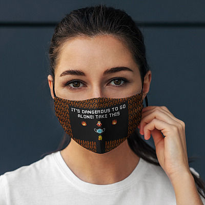 Alternative view of Legend Zelda It's Dangerous to Go Alone Take This Washable Reusable Custom - Printed Cloth Face Mask Cover
