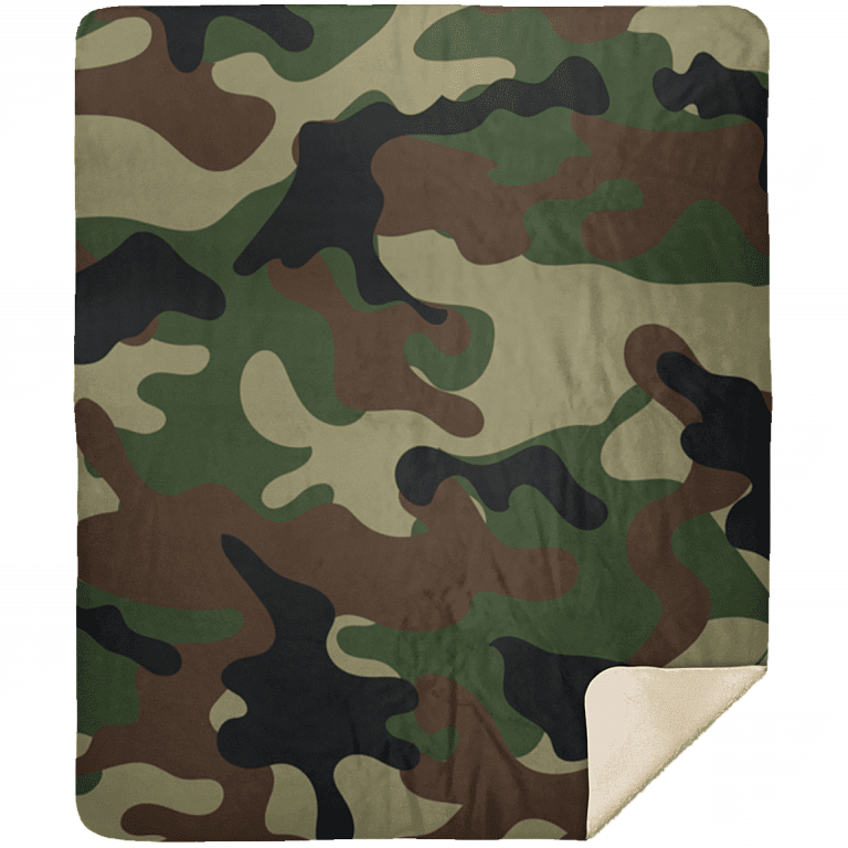 Camouflage Fleece Blanket - Premium Sherpa Blanket - Woven Blanket, White, Premium Mink Sherpa Blanket - 50x60