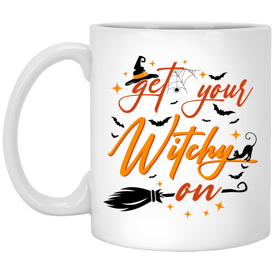 Get Your Witchy On Ceramic Coffee Mug - Travel Mug - Water Bottle - Color Changing Mug, White, 11 oz. White Mug Get Your Witchy On Ceramic Coffee Mug - Travel Mug - Water Bottle - Color Changing Mug, White, 11 oz. White Mug