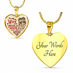 To My Wife You Are Braver Than You Believe And Loved More Than You Know UP Luxury Heart Pendant Necklace - Heart Luxury Necklace (Gold Plated)