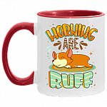 Morning Are Ruff Sleepy Corgi Accent Mug, White/Red, 11 oz. Accent Mug