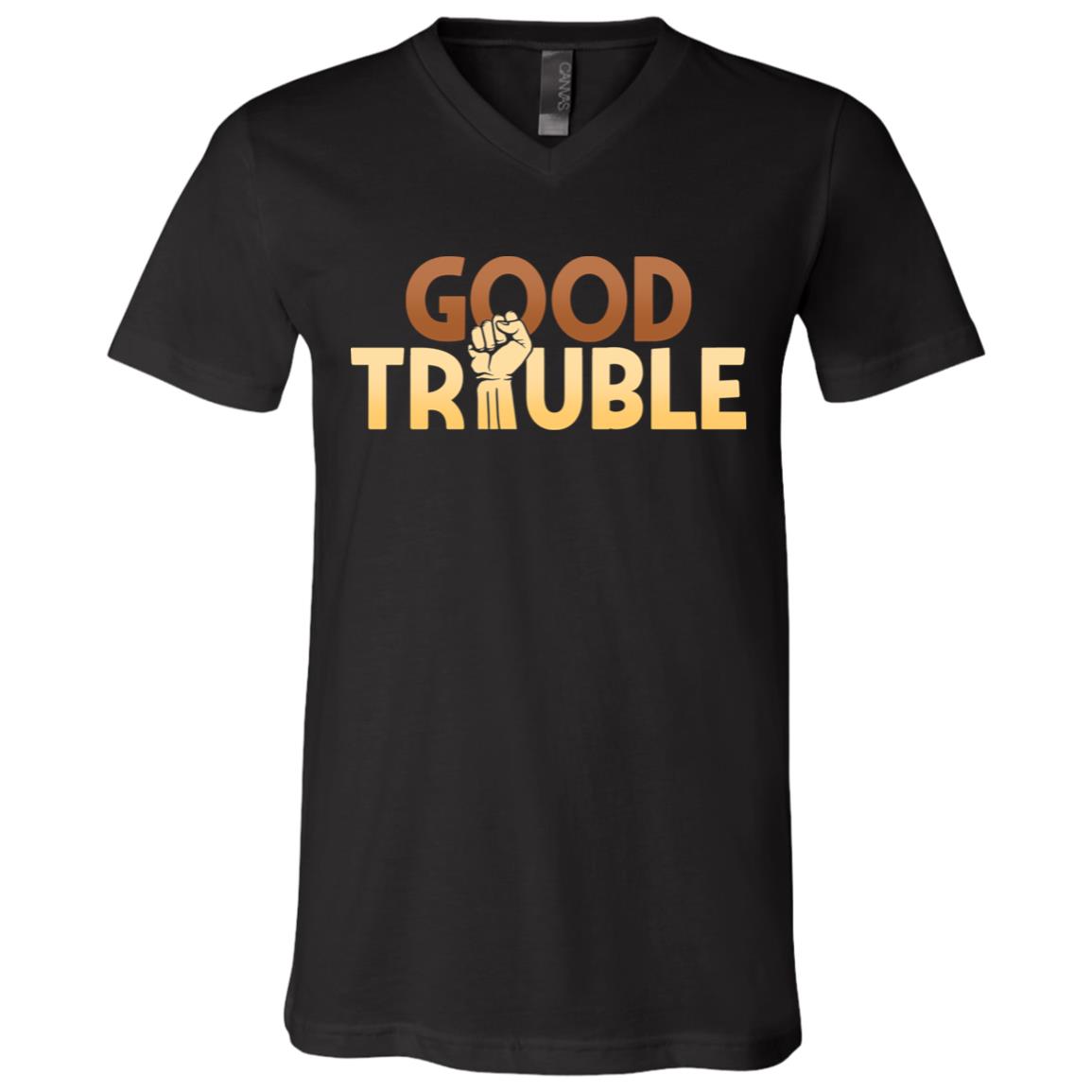 Good Trouble John Lewis Quote BLM T-Shirt - V Neck, Black, V-Neck T-Shirt