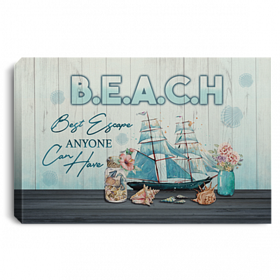 Beach Best Escape Anyone Can Have Framed Canvas Print - Unframed Poster, White, 0.75'' Framed Canvas