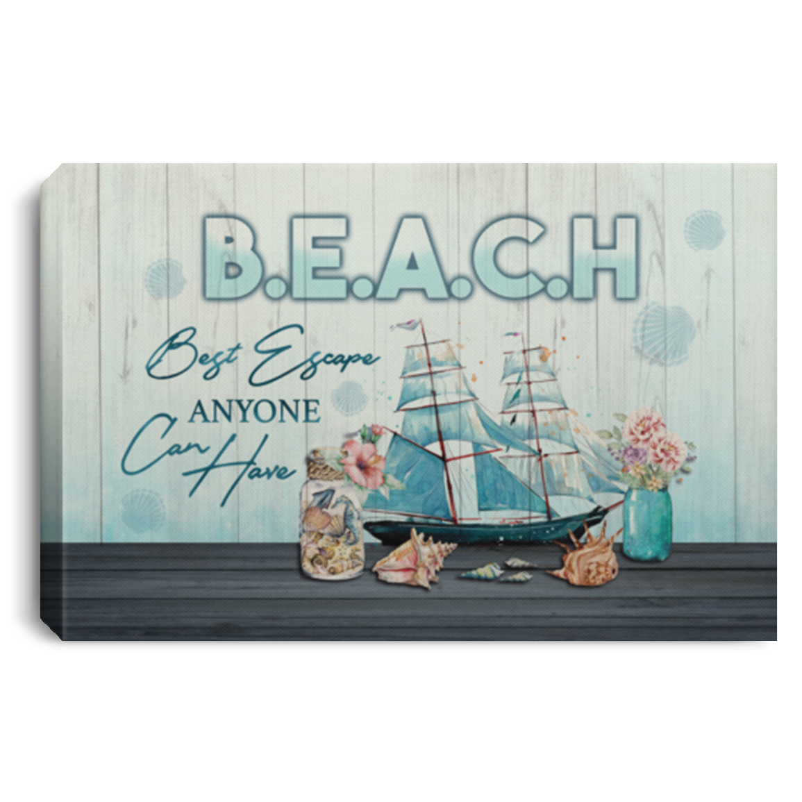 Beach Best Escape Anyone Can Have Framed Canvas Print - Unframed Poster, White, 0.75'' Framed Canvas Beach Best Escape Anyone Can Have Framed Canvas Print - Unframed Poster, White, 0.75'' Framed Canvas