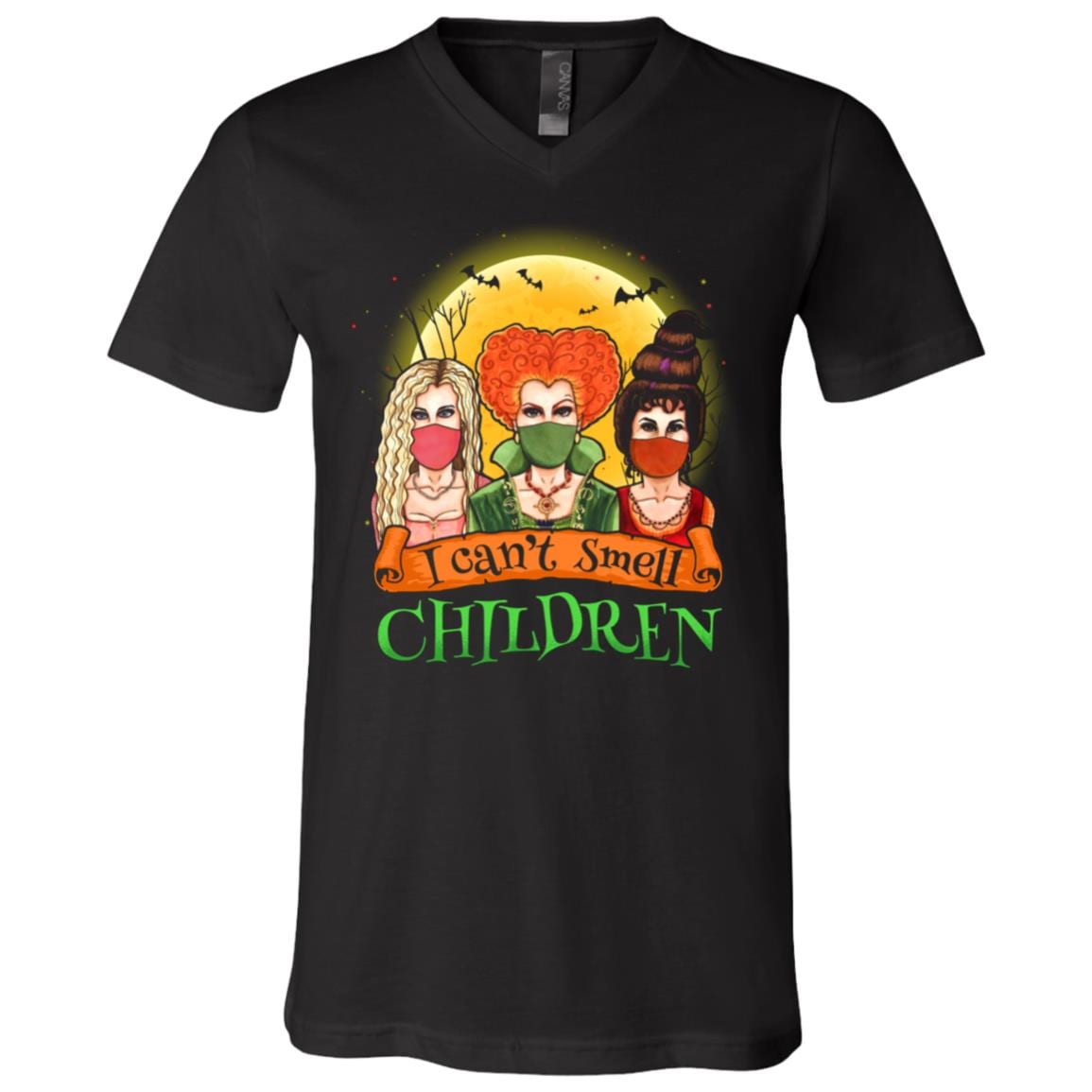 I Can't Smell Children Funny Sanderson Sister Hocus Pocus T-Shirt - V Neck, Black, V-Neck T-Shirt