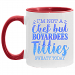 I'm Not a Chef but Boyardees Tities Sweaty Today Accent Mug, White/Red, 11 oz. Accent Mug