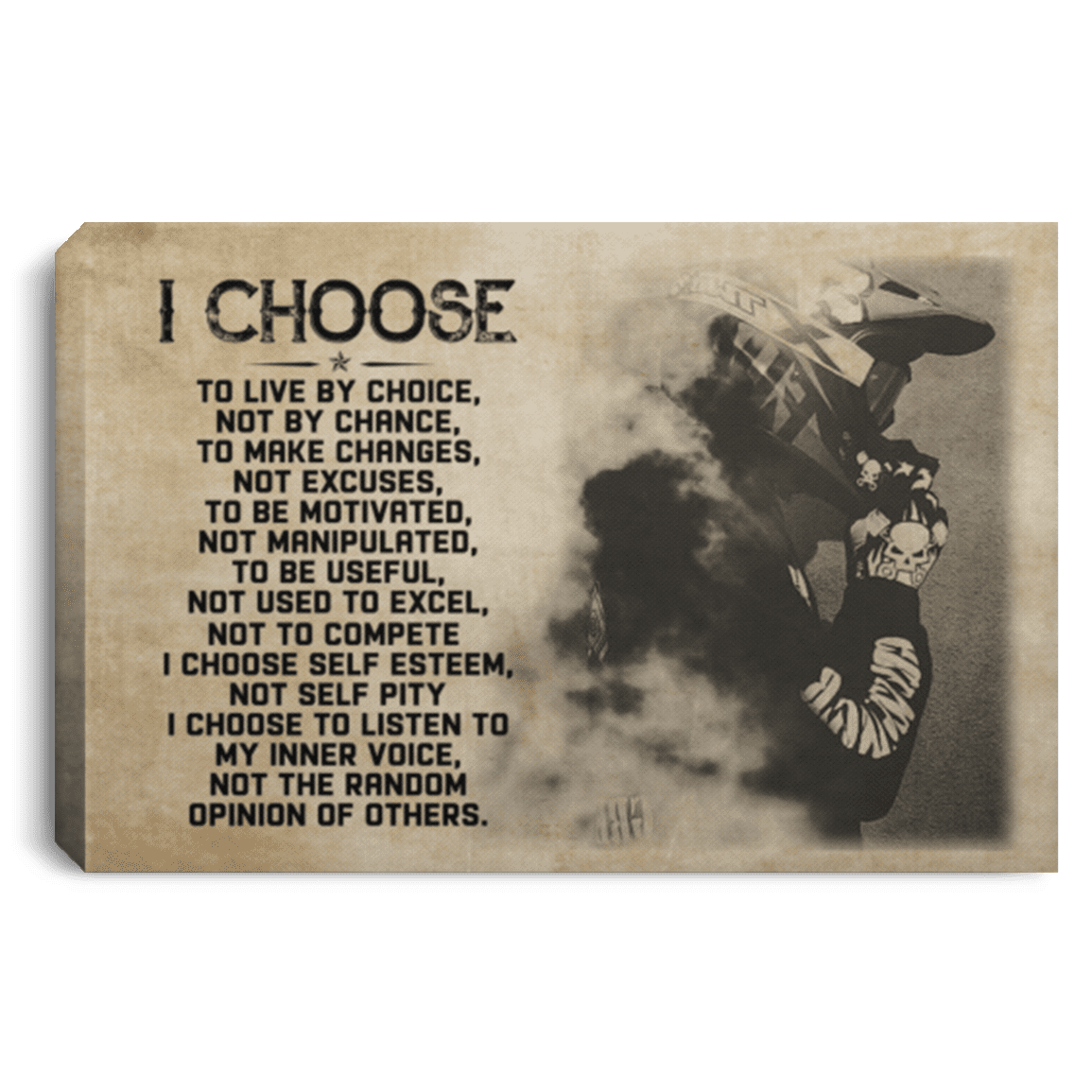 Motocross I Choose To Live By Choice Not By Chance Gallery Wrapped Framed Canvas Prints - Unframed Poster, White, 0.75'' Framed Canvas Motocross I Choose To Live By Choice Not By Chance Gallery Wrapped Framed Canvas Prints - Unframed Poster, White, 0.75'' Framed Canvas