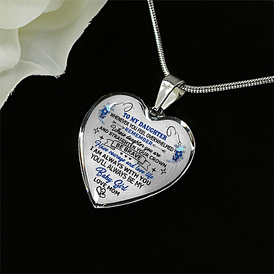 Alternative view of Mom to My Daughter Whenever You Feel Overwhelmed Remember Whose Daughter You Are Heart Pendant Necklace
