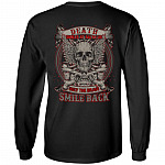 Death Smiles At All Of Us Only The Brave Smile Back Plain Front - Print On Back Hoodie - Long Sleeve, Black, Long Sleeve