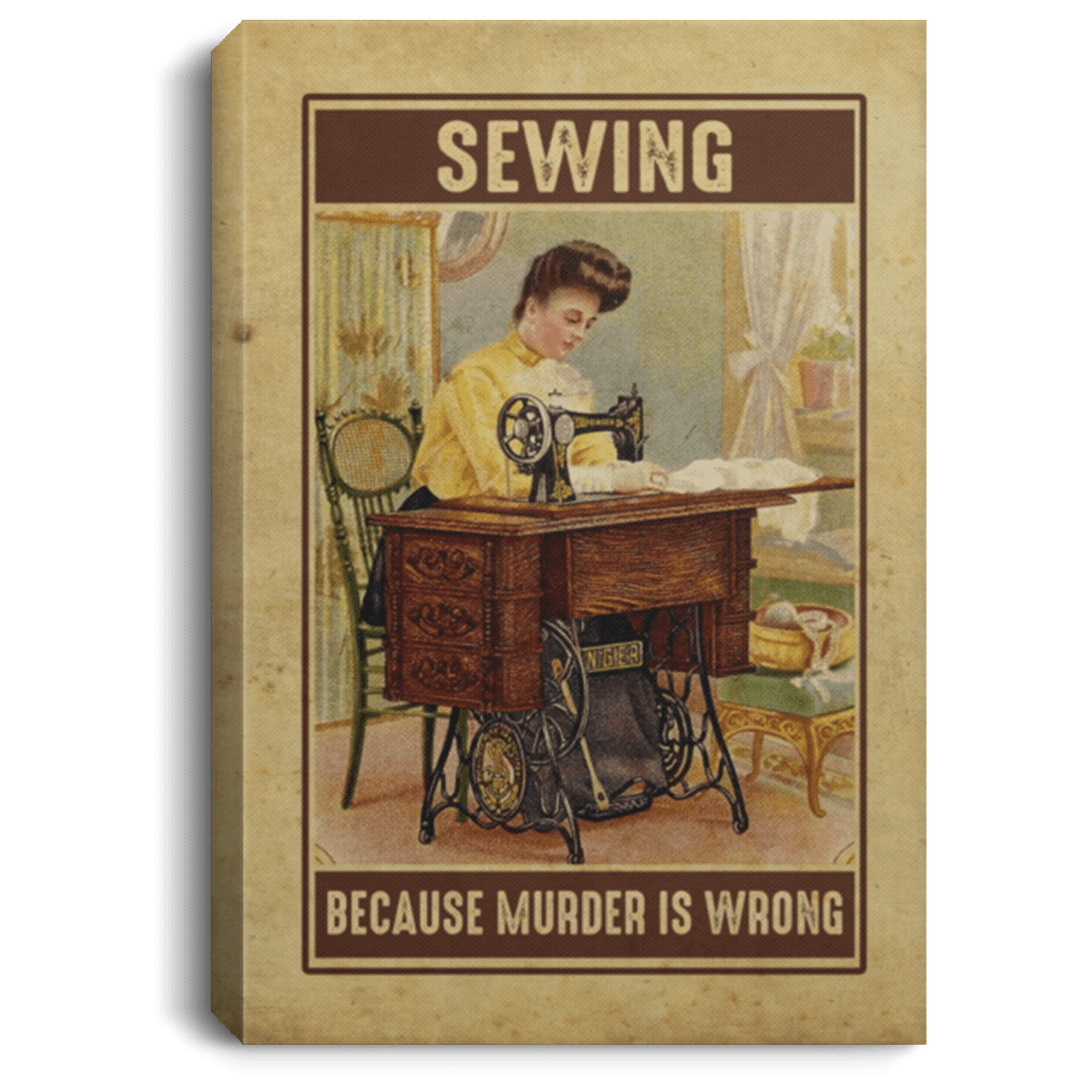 Sewing Because Murder Is Wrong Framed Canvas Print - Unframed Poster - Funny Sewing Canvas Art, White, 0.75'' Framed Canvas Sewing Because Murder Is Wrong Framed Canvas Print - Unframed Poster - Funny Sewing Canvas Art, White, 0.75'' Framed Canvas