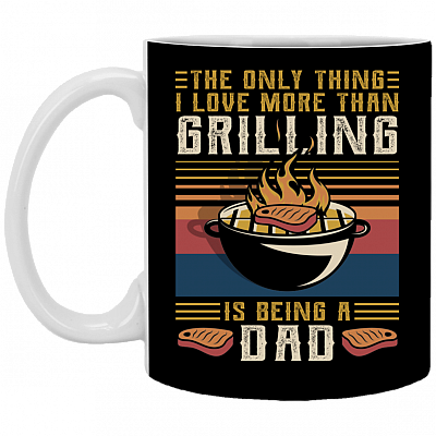 Grilling I Love Being a Dad Vintage Ceramic Coffee Mug - Beer Stein - Water Bottle - Color Changing Mug, Black, 11 oz. White Mug