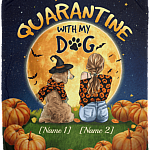 Personalized Quarantine With My Dog Golden Retriever Halloween Fleece Blanket - Premium Sherpa Blanket, White, Cozy Plush Fleece Blanket - 50x60