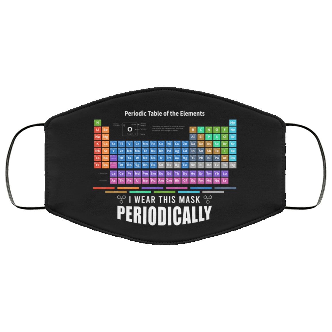 I Wear This Mask Periodically Washable Reusable Custom - Periodic Table Of The Elements Cloth Face Mask Cover, Black, Cloth Face Cover
