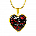 Cardinal God Has You in His Arms I Have You in My Heart Heart Pendant Necklace - Heart Luxury Necklace (Gold Plated)