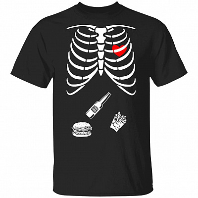 Couple Skeleton Matching T-Shirt - Funny Skeleton Dad Shirt, Black, Unisex T-Shirt