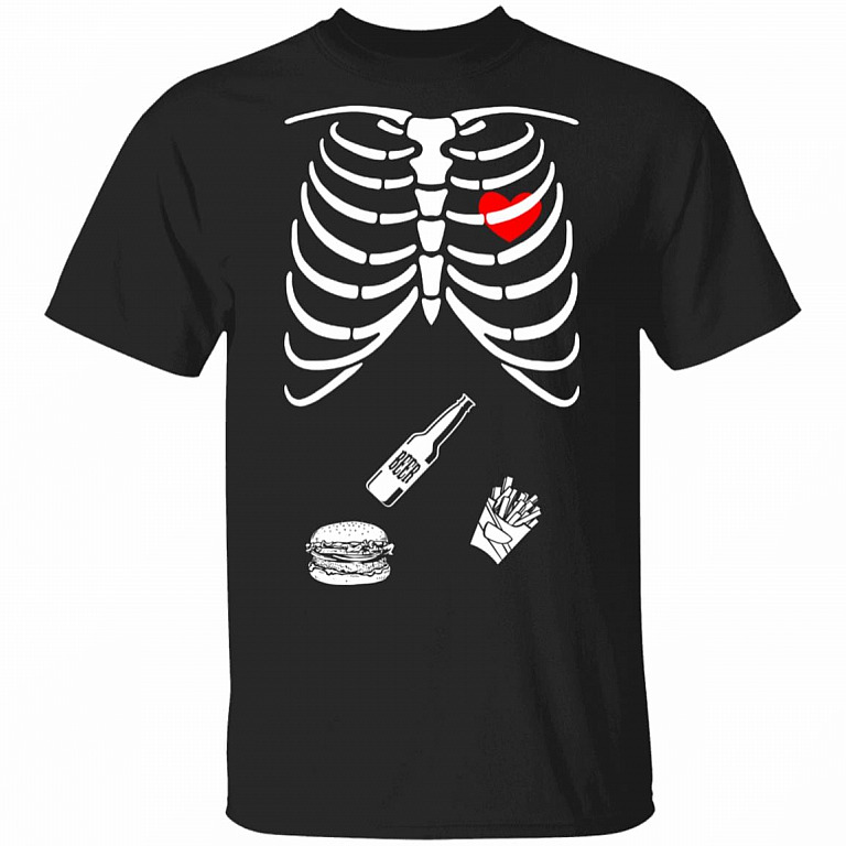 Couple Skeleton Matching T-Shirt - Funny Skeleton Dad Shirt, Black, Unisex T-Shirt