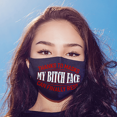 Alternative view of Thanks to Masks My Bitch Face Can Finally Rest Washable Reusable Custom - Printed Cloth Face Mask Cover