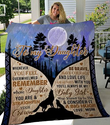 Alternative view of From Mom To My Daughter Whenever You Feel Overwhelmed Wolf Fleece Blanket – Premium Sherpa Blanket – Woven Blanket