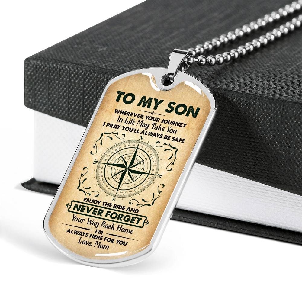 To My Son Wherever Your Journey in Life May Take You Dog Tag Pendant Necklace - Dog Tag (Silver) To My Son Wherever Your Journey in Life May Take You Dog Tag Pendant Necklace - Dog Tag (Silver)