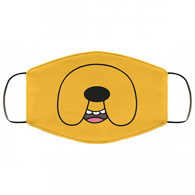 Adventure Time Washable Reusable Custom – Funny Jake the Dog Printed Cloth Face Mask Cover, White, Cloth Face Cover