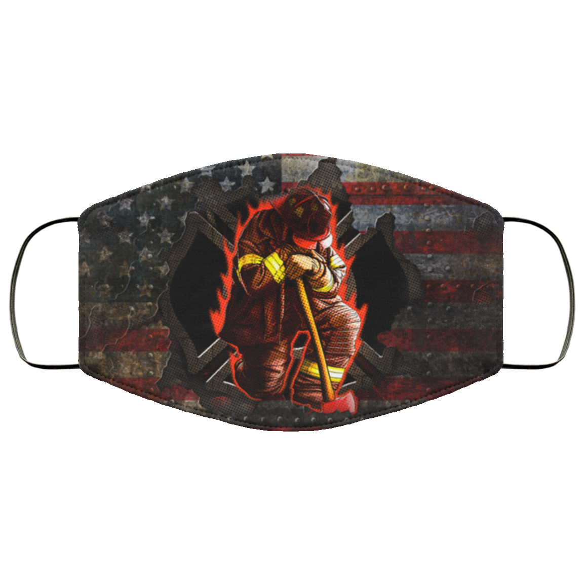 Firefighter Kneeling Stand For The Flag American Flag Washable Reusable Custom - Printed Cloth Face Mask Cover, White, Cloth Face Cover Firefighter Kneeling Stand For The Flag American Flag Washable Reusable Custom - Printed Cloth Face Mask Cover, White, Cloth Face Cover