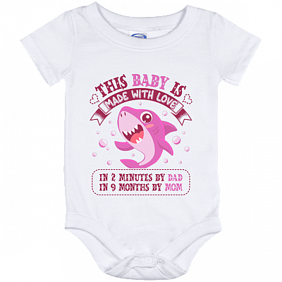 This Baby Is Made with Love in 2 Minutes by Dad in 9 Months by Mom Cute Baby Onesie - Baby Toddlers Bodysuit, White, Baby Onesie - 12 Month