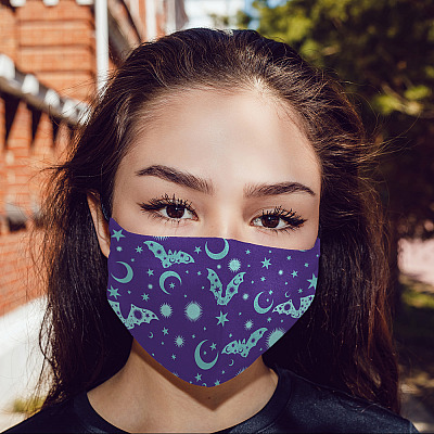 Alternative view of Purple Bat Witchy Cute Mask Washable Reusable Custom – Printed Cloth Face Mask Cover