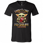 I Don't Care I'm Grumpy I Want Dr Pepper Baby Yo-dA Star T-Shirt - V-Neck Shirt, Black, V-Neck T-Shirt