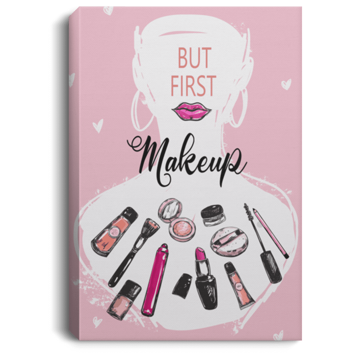 Pink World but First Makeup Gallery Wrapped Framed Canvas Prints - Unframed Poster - Bedroom Decor Wall Art, White, 0.75'' Framed Canvas Pink World but First Makeup Gallery Wrapped Framed Canvas Prints - Unframed Poster - Bedroom Decor Wall Art, White, 0.75'' Framed Canvas
