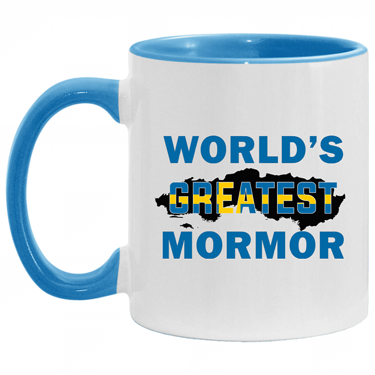 Sweden Flag World Greatest Mormor Accent Mug, White/Light Blue, 11 oz. Accent Mug