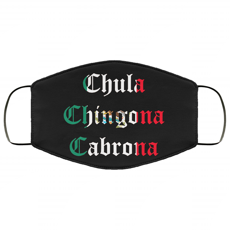 Chula Chingona Cabrona Washable Reusable Custom - Printed Cloth Face Mask Cover, Black, Cloth Face Cover