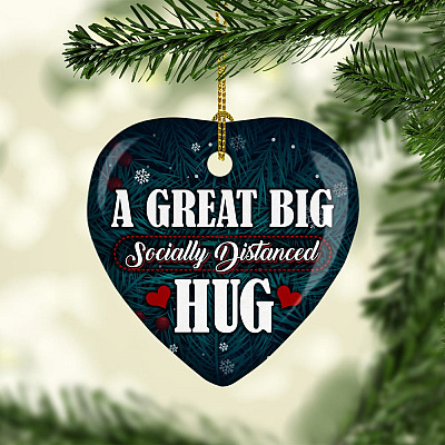 Alternative view of A Great Big Socially Distanced Hug Heart Porcelain Ceramic Ornament Keepsake