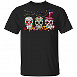 Sugar Skulls Shirt - Halloween Shirt - Mexican Skulls Shirt - Spooky Shirt, Black, Unisex T-Shirt