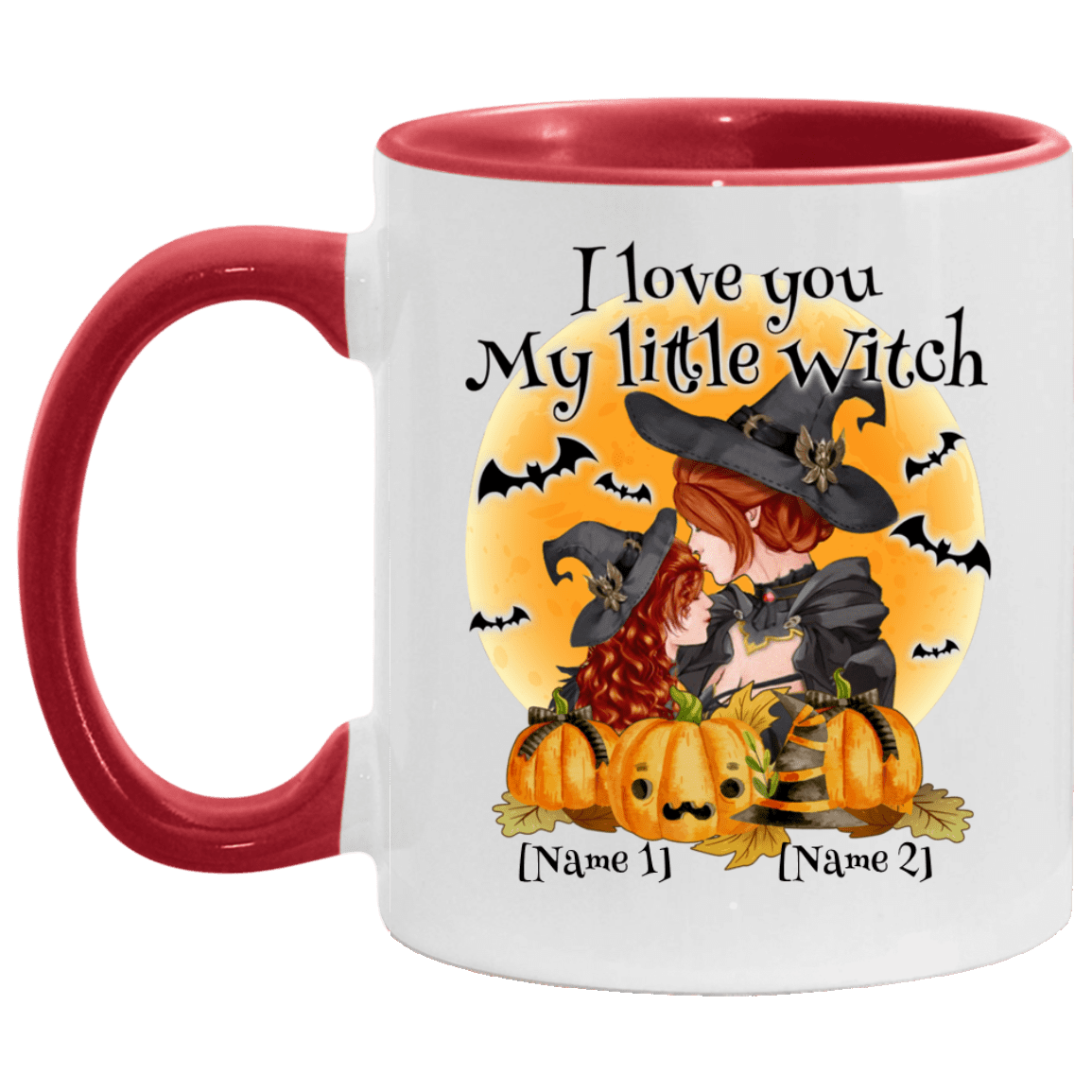 Personalized I Love You My Little Witch Accent Mug - Ceramic Coffee Mug - Halloween Gift for Daughter Niece, White/Red, 11 oz. Accent Mug Personalized I Love You My Little Witch Accent Mug - Ceramic Coffee Mug - Halloween Gift for Daughter Niece, White/Red, 11 oz. Accent Mug