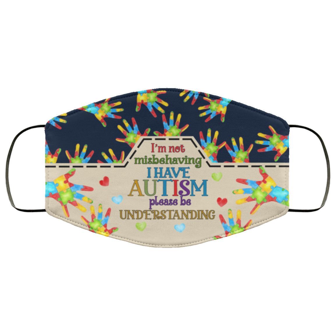 I'm Not Misbehaving I Have Autism Please Be Understanding Washable Reusable Custom - Printed Cloth Face Mask Cover, White, Cloth Face Cover I'm Not Misbehaving I Have Autism Please Be Understanding Washable Reusable Custom - Printed Cloth Face Mask Cover, White, Cloth Face Cover