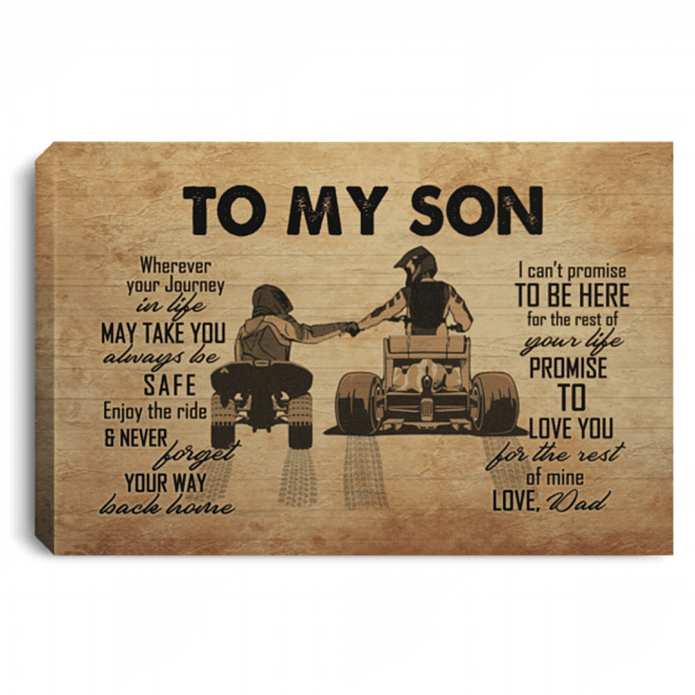 To My Biker Son Wherever Your Journey in Life May Take You Framed Canvas Prints - Unframed Poster, White, 0.75'' Framed Canvas